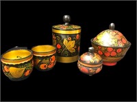 Russian Handpainted Wooden Dishes