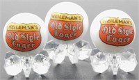 3 Heileman's Old Style Lager Glass Marbles w/