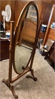 Antique full length swivel mirror, claw foot