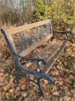Heavy iron and wood bench, sturdy