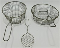 Vintage Wire Cooking Baskets w/ Spatula
