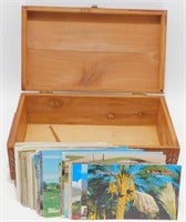Antique Post Cards in Wooden Box