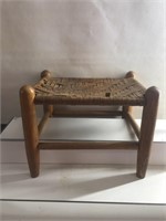 Vintage oak woven bottom step stool