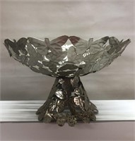 Beautiful tin compote fruit bowl .  Butterfly