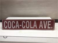 Metal embossed Coca Cola Ave sign advertising