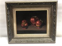 Oil on canvas still life strawberry fruit