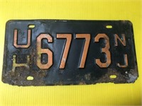 Antique New Jersey license plate unknown year