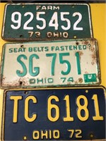 Benesh Lot of three 1970s Ohio license plates
