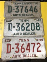 Vintage Lot of three Tennessee auto dealer license