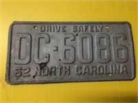 Vintage 1962 North Carolina license plate