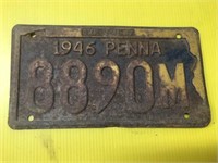 Vintage 1946 Pennsylvania license plate