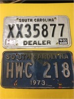Vintage lot of 2 South Carolina license plates