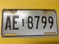 Vintage metal USA license plate