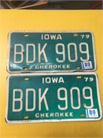 Vintage pair of 1979 Iowa  license plates