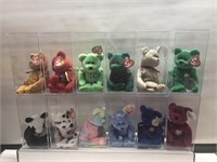 Lot of 12 beanie babies with tags and protective
