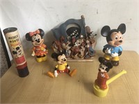 Vintage Walt Disney Mickey Mouse toy figures