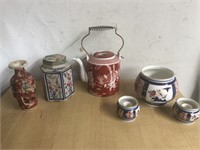 Vintage Asian themed lot  teapot ginger jar vase