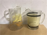Vintage glass mid century pitchers