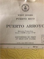 Vintage nautical sailing  map west Indies Puerto