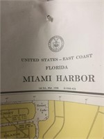 Vintage nautical sailing map Miami harbor Florida