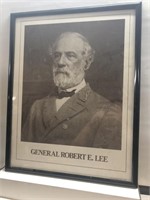 General Lee framed repro poster print Civil War