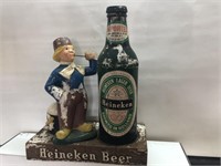Vintage Heineken beer display some paint loss