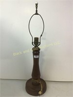 Walnut table lamp w/ milk glass finial