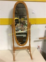 Maple finish cheval mirror