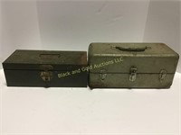Pair of vintage metal toolboxes