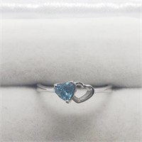 Sterling Silver Blue Topaz Heart Ring SJC