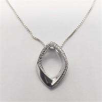 Sterling Silver Diamond Pendant w Chain SJC