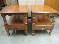 (2) Tell City maple end tables w/ drawers
