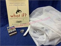 "What if?" book -dime register bank -mesh laundry