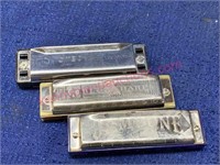 (3) vintage harmonicas