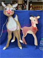 Wood Rudolph the red nose reindeer (w/ light) &