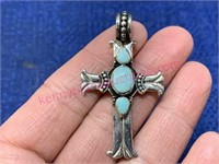 Sterling silver turquoise cross pendant