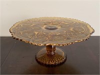 Amber colored pedestal platter