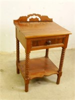 Ornate, Solid Wood Side Table w/ Drawer & Lift-Top