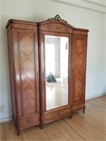 Ornate, Multi-Piece, Solid Wood Antique Armoire