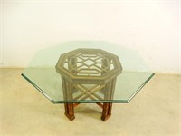 Ornate, Octagonal Table w/ Large Beveled Glass Top