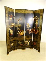Ornate, Oriental Room Divider w/ Jade Inlay Design