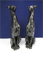 (2) Black Dog Doberman Pinscher Statuettes
