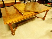 Solid Wood Dining Table w/ (2) Leaf Extensions