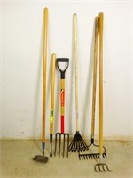 (6) Wood Handled Yard / Gardening Tools
