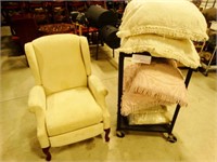 Vintage, Beige-Colored Canvas Covered Sofa Chair +