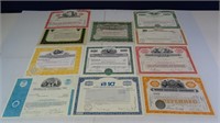 (10) Vintage, Collectible Stock Certificates
