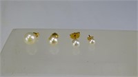 (4) Japanese Cultured Pearl Earrings w/ 14KT Gold