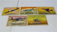 (5) Vintage 1952 Wing's Aircraft Collectible Cards