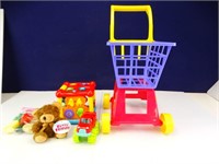 Kids grocery basket with toys