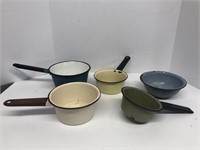 Group of enamel ware  pans